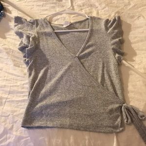 Gray wrap top
